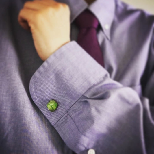 Cuff Links Green Lily Square TAMARUSAN