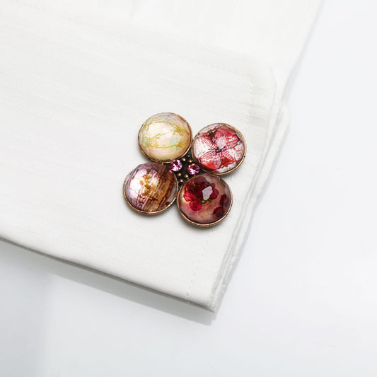 Big Cuff Links Pink Flower TAMARUSAN