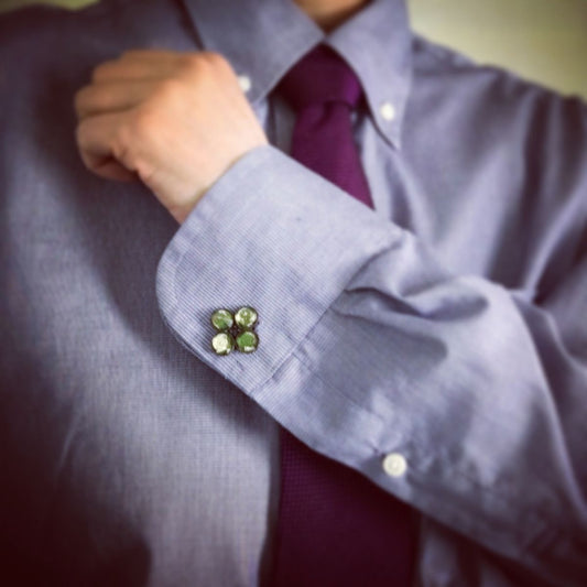 Cuff Links Lily Green Flower TAMARUSAN