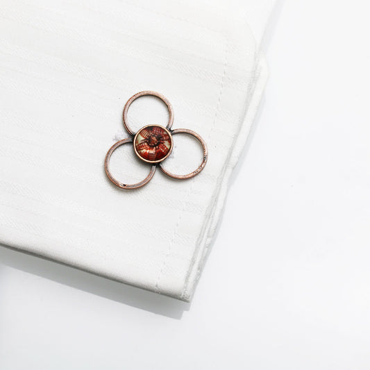 Cuff Links Red Lily Flower Unisex TAMARUSAN