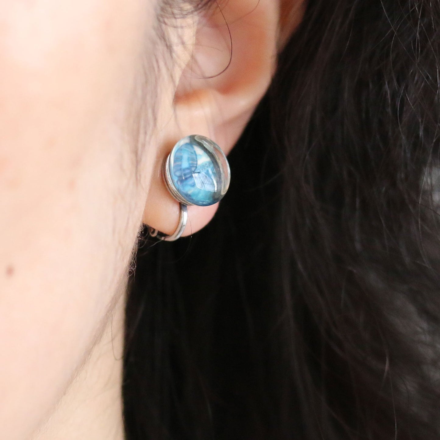 Earrings Blue Lily Original Resin TAMARUSAN