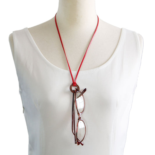 Eyeglass Holder Heart Red Leather TAMARUSAN