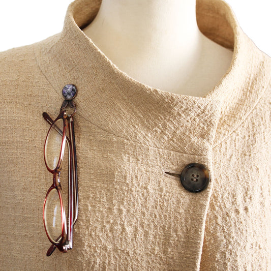 Eyeglass Holder Brooch Purple Lily Flower TAMARUSAN