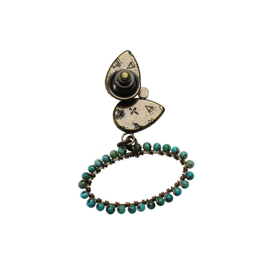 Eyeglass Holder Brooch Turquoise Lily Green Brown TAMARUSAN