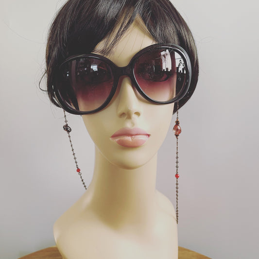 Eyeglass Chain Floral Antique Style Red TAMARUSAN