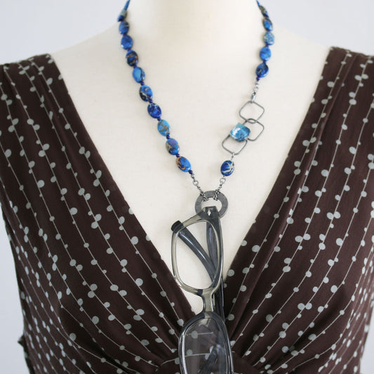 Eyeglass Holder Necklace Lapis Lazuli Blue TAMARUSAN