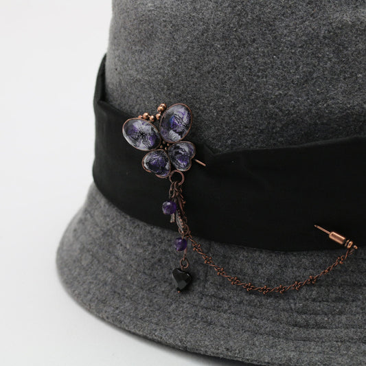 Hatpin Flower Purple Amethyst TAMARUSAN