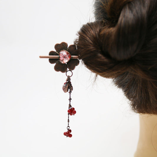 One Stick Hairpin Lily Flower Red TAMARUSAN