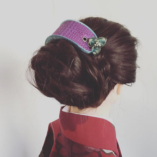 Hairpin Barrette Purple Blue Handmade TAMARUSAN