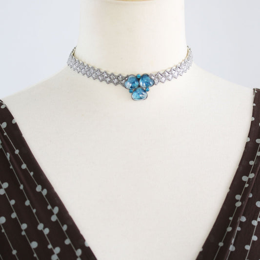 Ribbon Choker Violet Blue Lily Lace TAMARUSAN