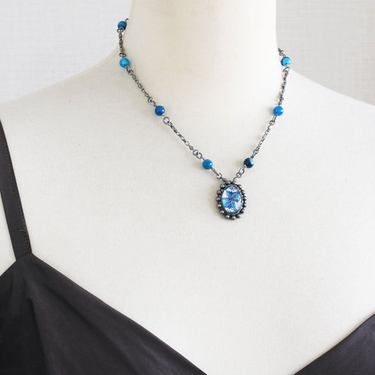 Necklace Lily Blue Agate Fashionable TAMARUSAN