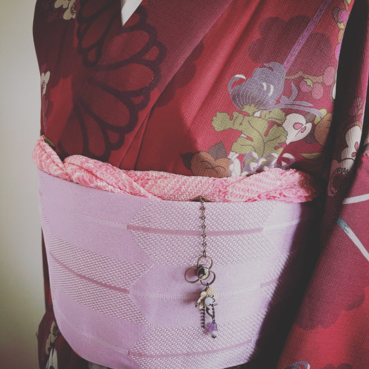 Netsuke Belt Ornament Amethyst Blue Lily TAMARUSAN