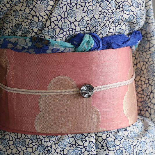 Obidome White Lily Round Kimono TAMARUSAN