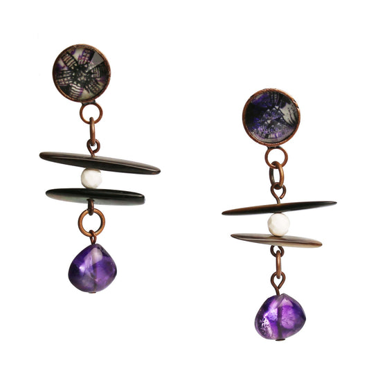 Pierced Earrings Amethyst Lily Purple TAMARUSAN