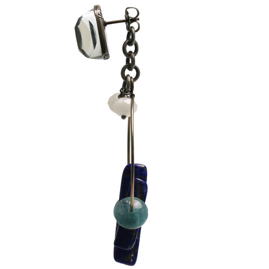 Hoop Pierced Earrings Blue Lapis Lazuli TAMARUSAN