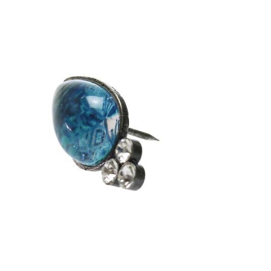 Pin Brooch Lily Blue Rhinestone TAMARUSAN