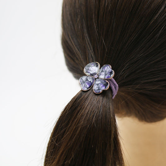 Hair Elastic Gorgeous Purple Lily Flower Four Leaf TAMARUSAN