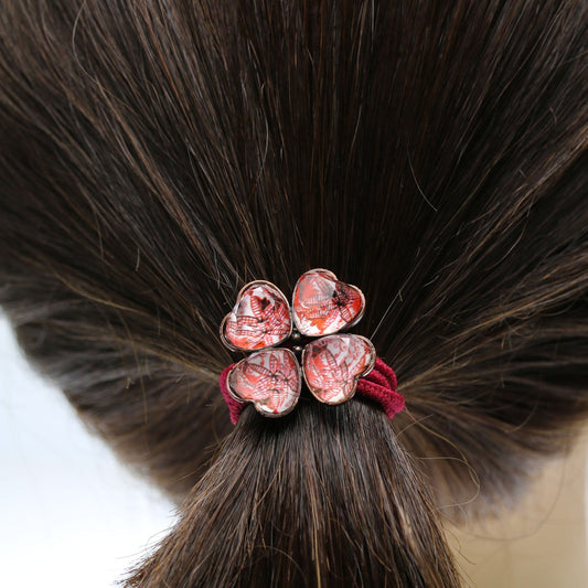 Hair Elastic Red Lilies Four Leaves Gorgeous TAMARUSAN