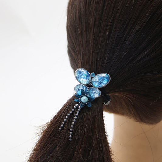 Blue Butterfly Gorgeous Hair Elastic Antique Style TAMARUSAN