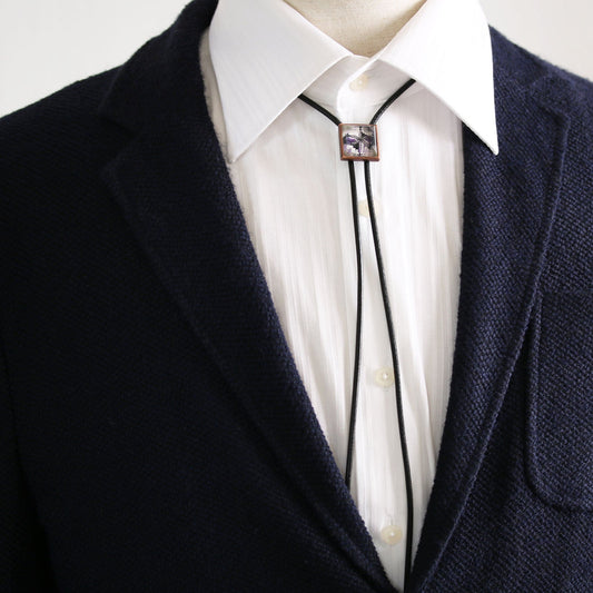 Bolo Tie Leather Strap Purple Casual Necktie TAMARUSAN