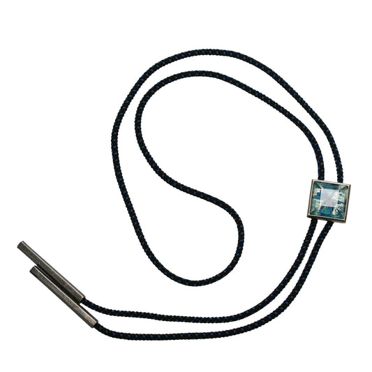 Silk Braid Bolo Tie Blue Square Lily TAMARUSAN