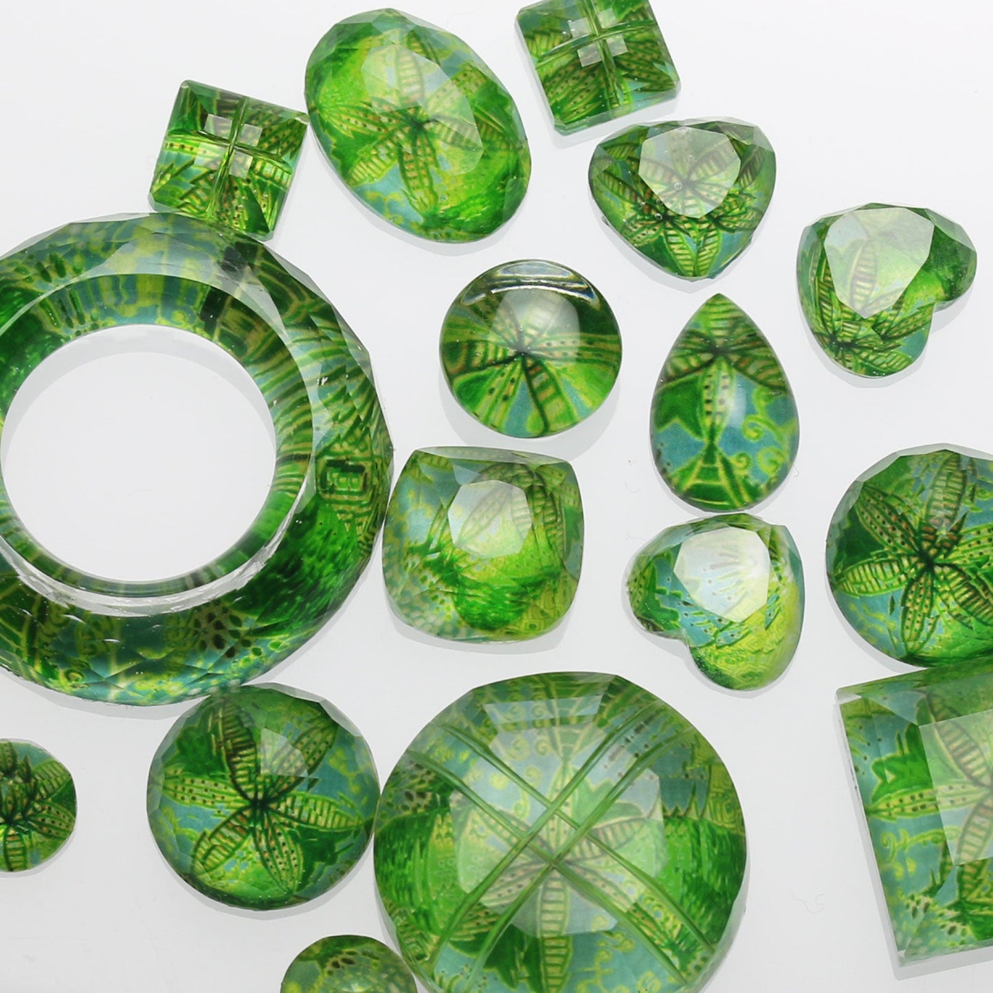 Fancy Safety Pin Green Flower Brooch TAMARUSAN