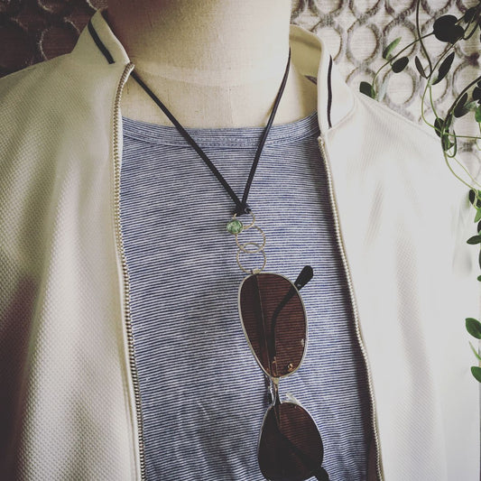 Eyeglass Holder Necklace Leather Blue TAMARUSAN