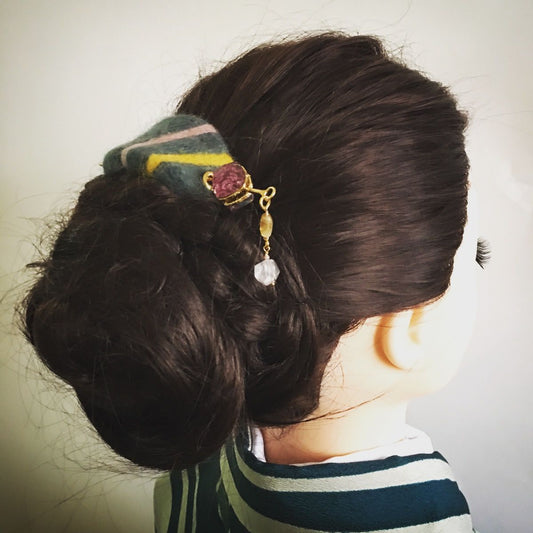 Hairpin Barrette Wool Citrine 24k Gray TAMARUSAN