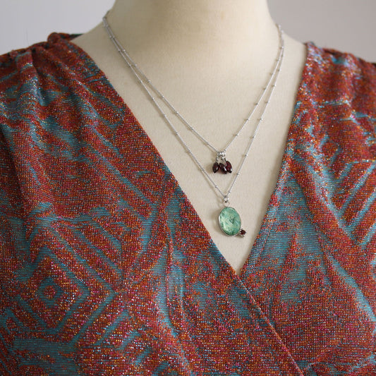 Necklace Blue Garnet Diamond Double Chain TAMARUSAN