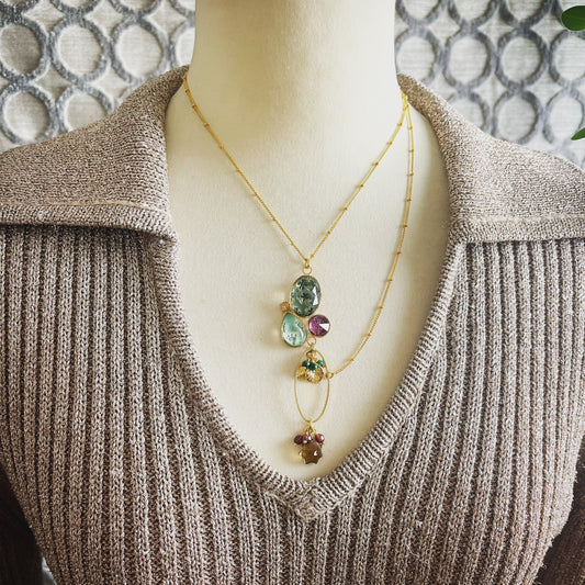 Necklace Gold Garnet Multicolor TAMARUSAN