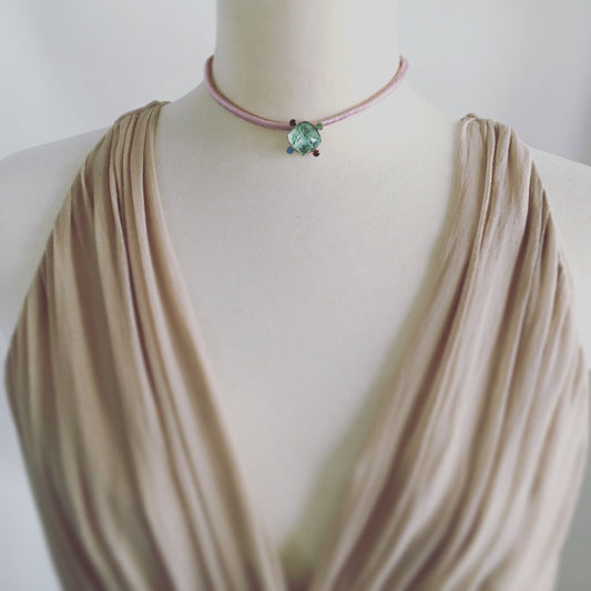 Braided Cord Pink Choker Resin Blue Amazonite Monogram TAMARUSAN