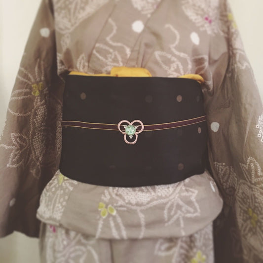 Obidome Silk Thread Three Rings Sash Clip Pink TAMARUSAN