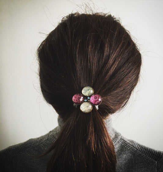 Hair Elastic Luxury Flower Blue Vortex TAMARUSAN