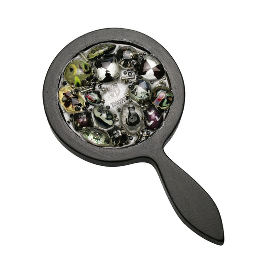 Hand Mirror With Bag Resin Original Handmade Black TAMARUSAN