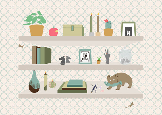 Three-Tier Shelf and Home Décor TAMARUSAN