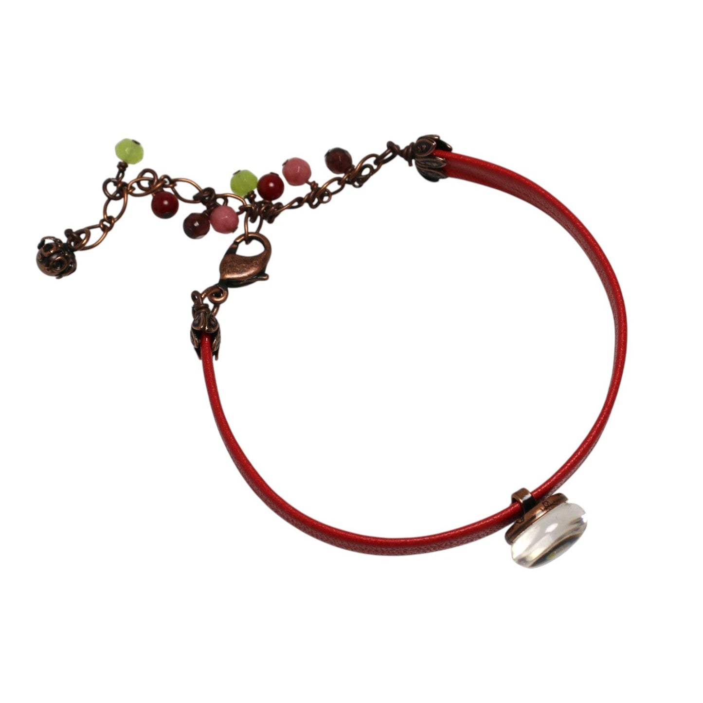 Bracelet Red Leather Hydrangea Coral TAMARUSAN