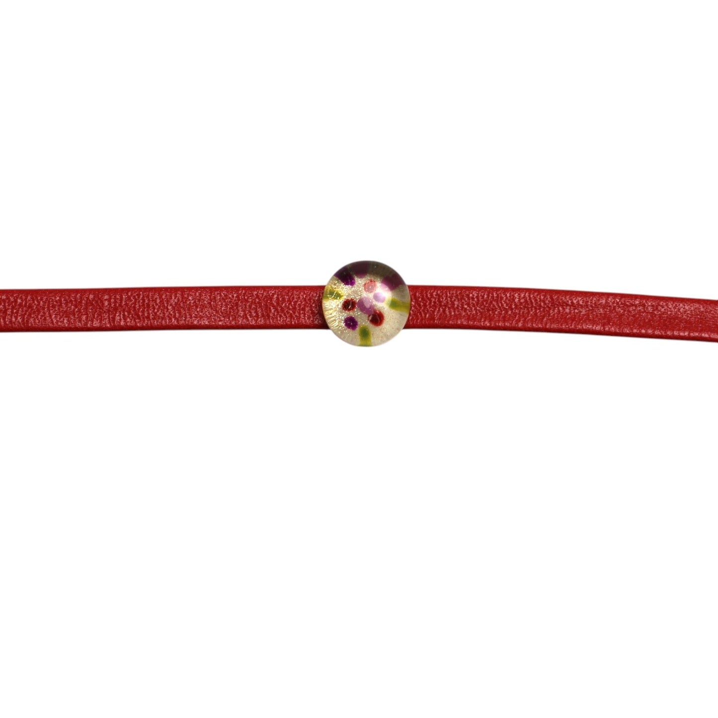 Bracelet Red Leather Hydrangea Coral TAMARUSAN