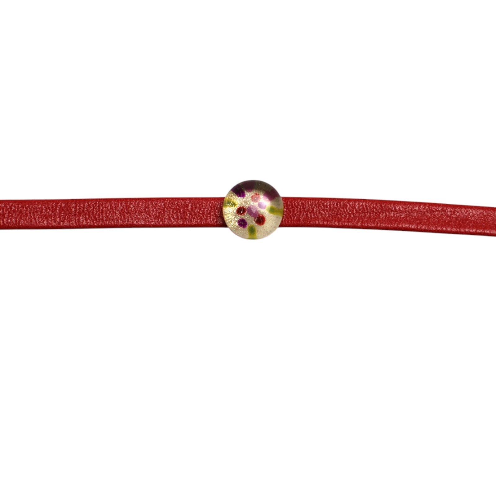 Bracelet Red Leather Hydrangea Coral TAMARUSAN