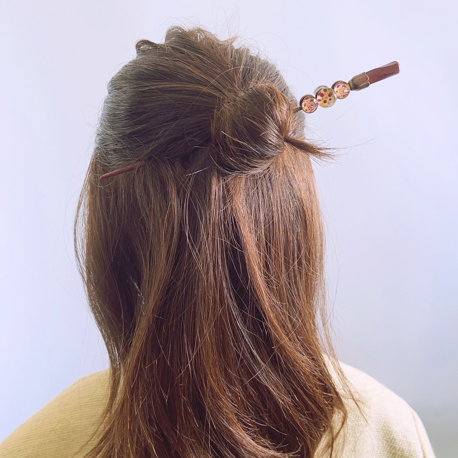 Hair Stick Wood Pink Hydrangea TAMARUSAN