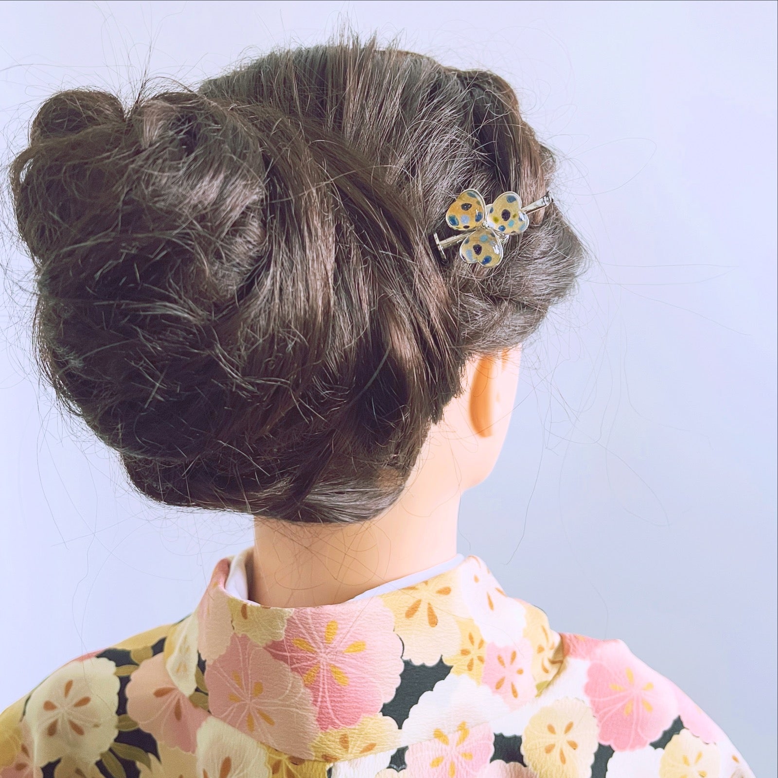 Hair Stick Flower Blue Wood TAMARUSAN