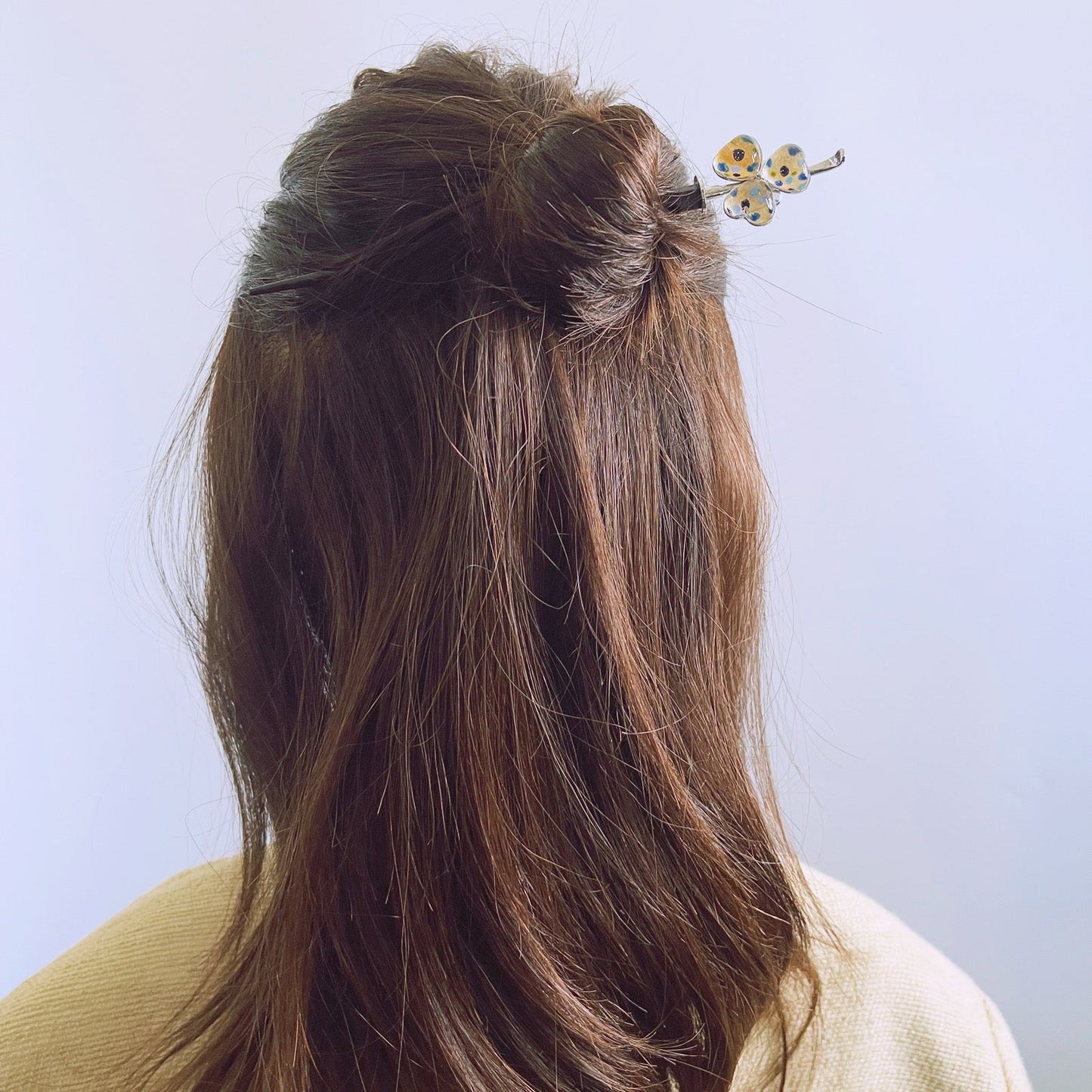 Hair Stick Flower Blue Wood TAMARUSAN