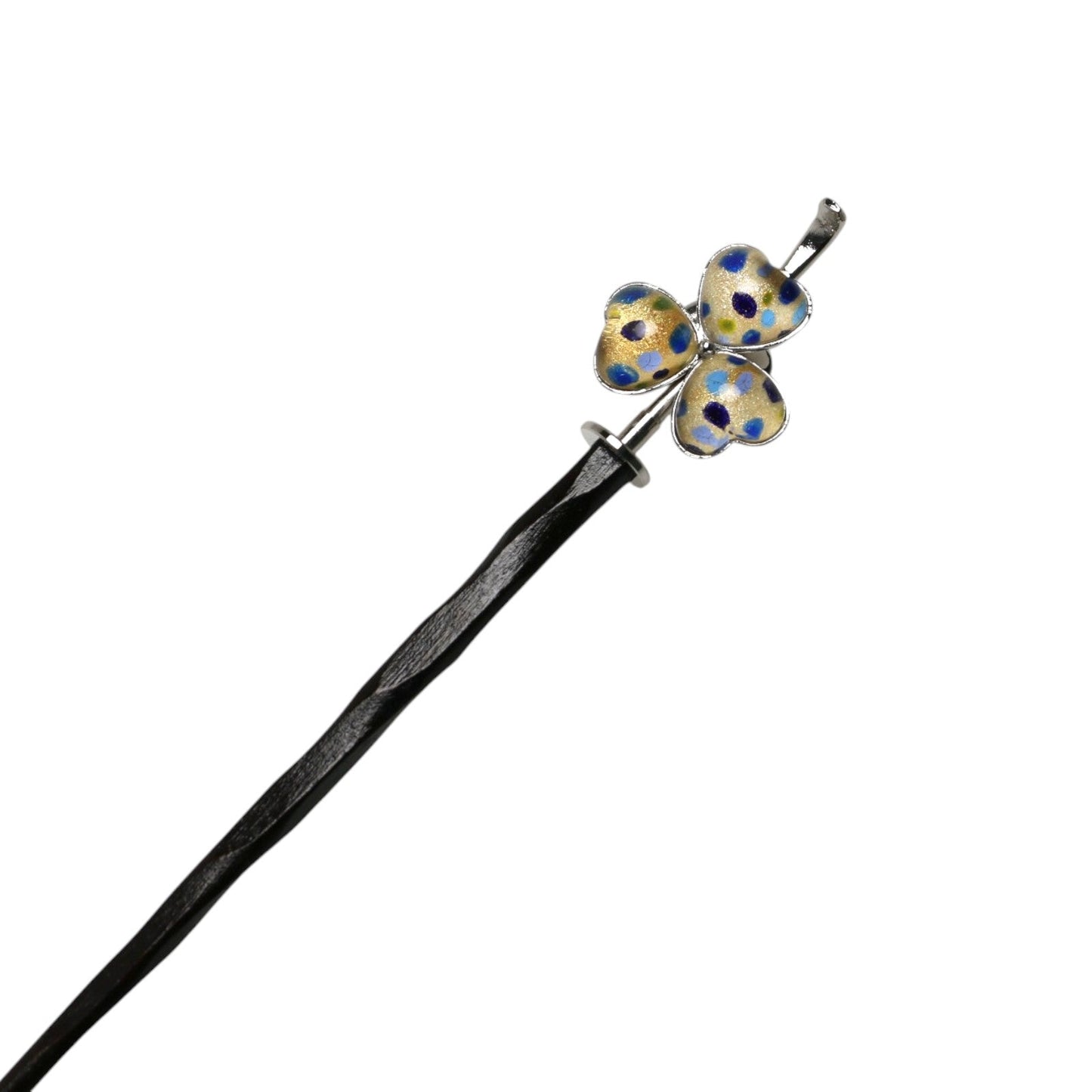 Hair Stick Flower Blue Wood TAMARUSAN