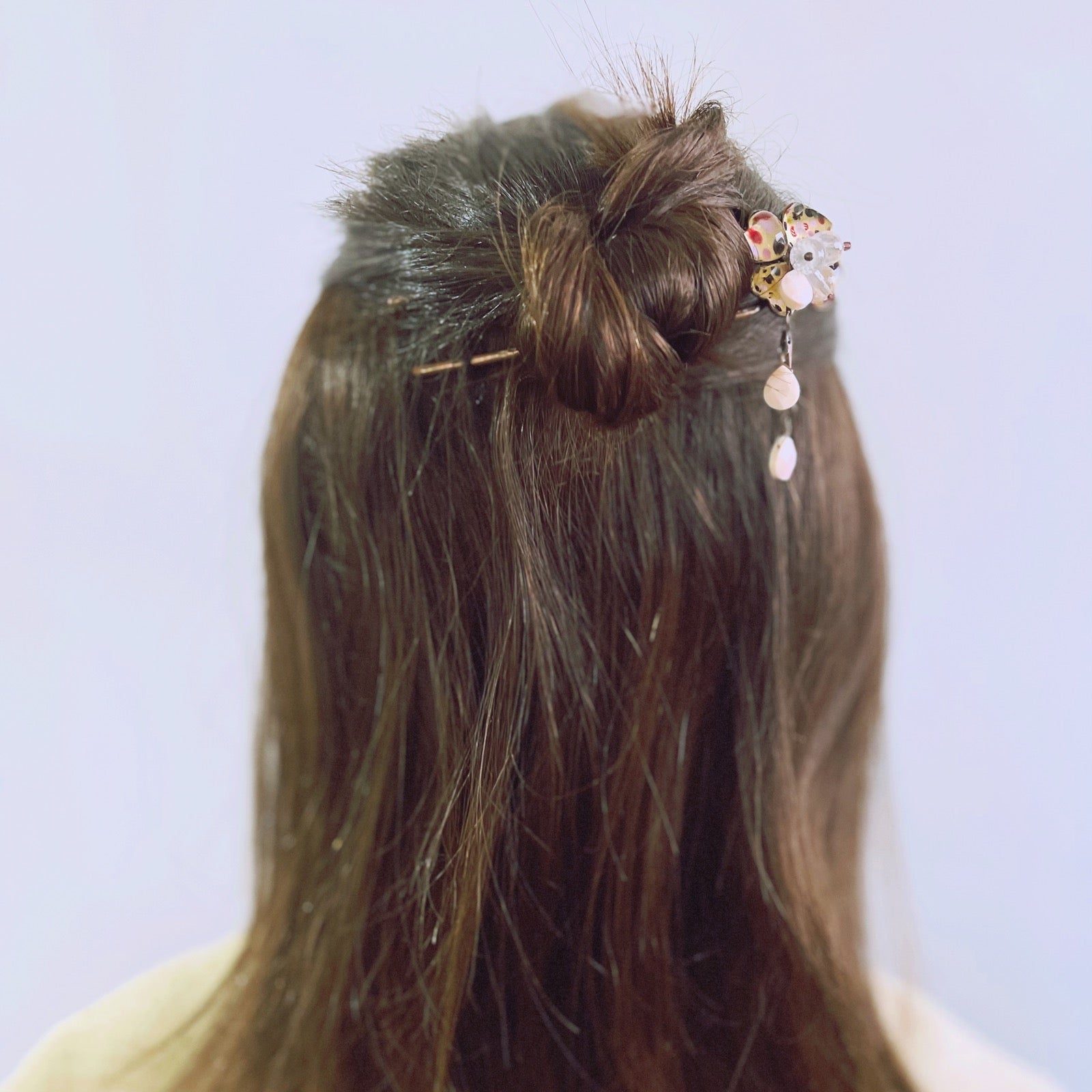 Pink Hydrangea Flower Two-Pronged Kanzashi TAMARUSAN