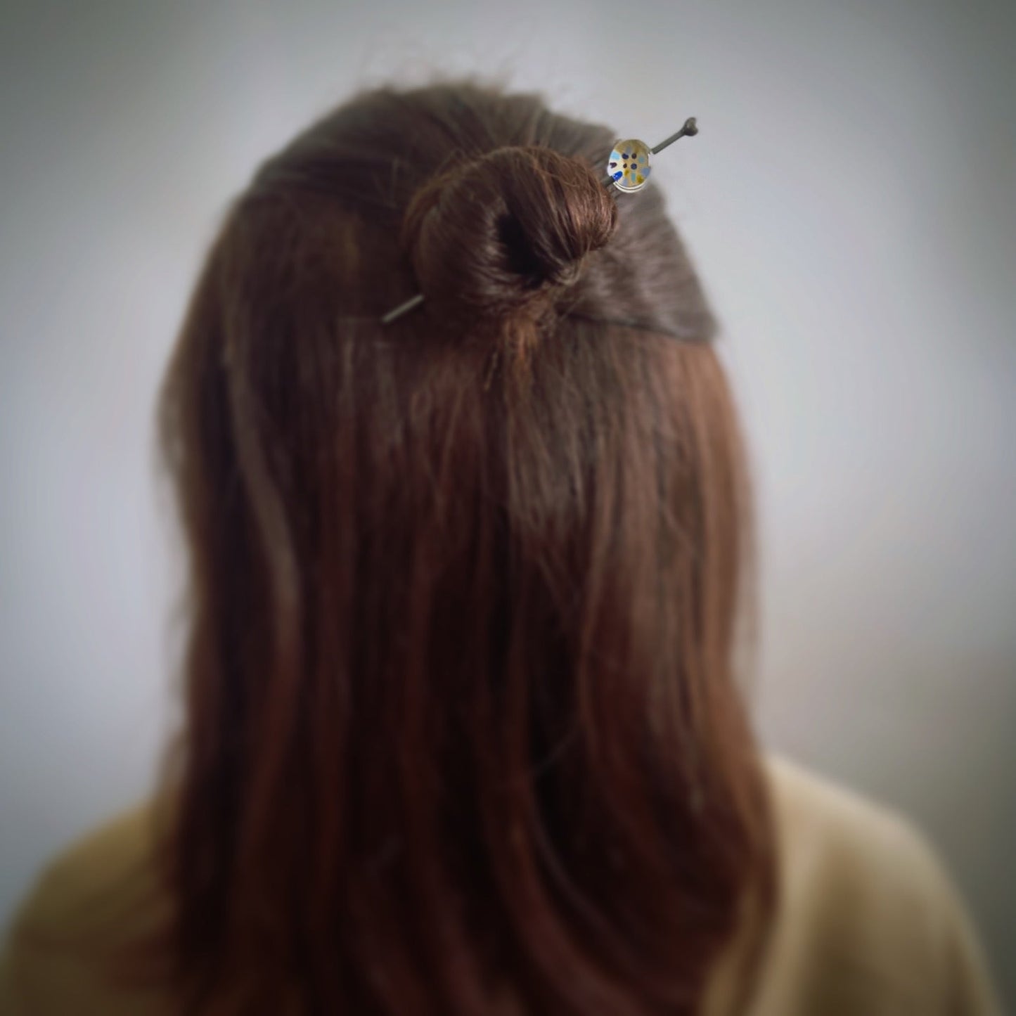 Kanzashi Barrette Blue fabric felt hydrangea TAMARUSAN