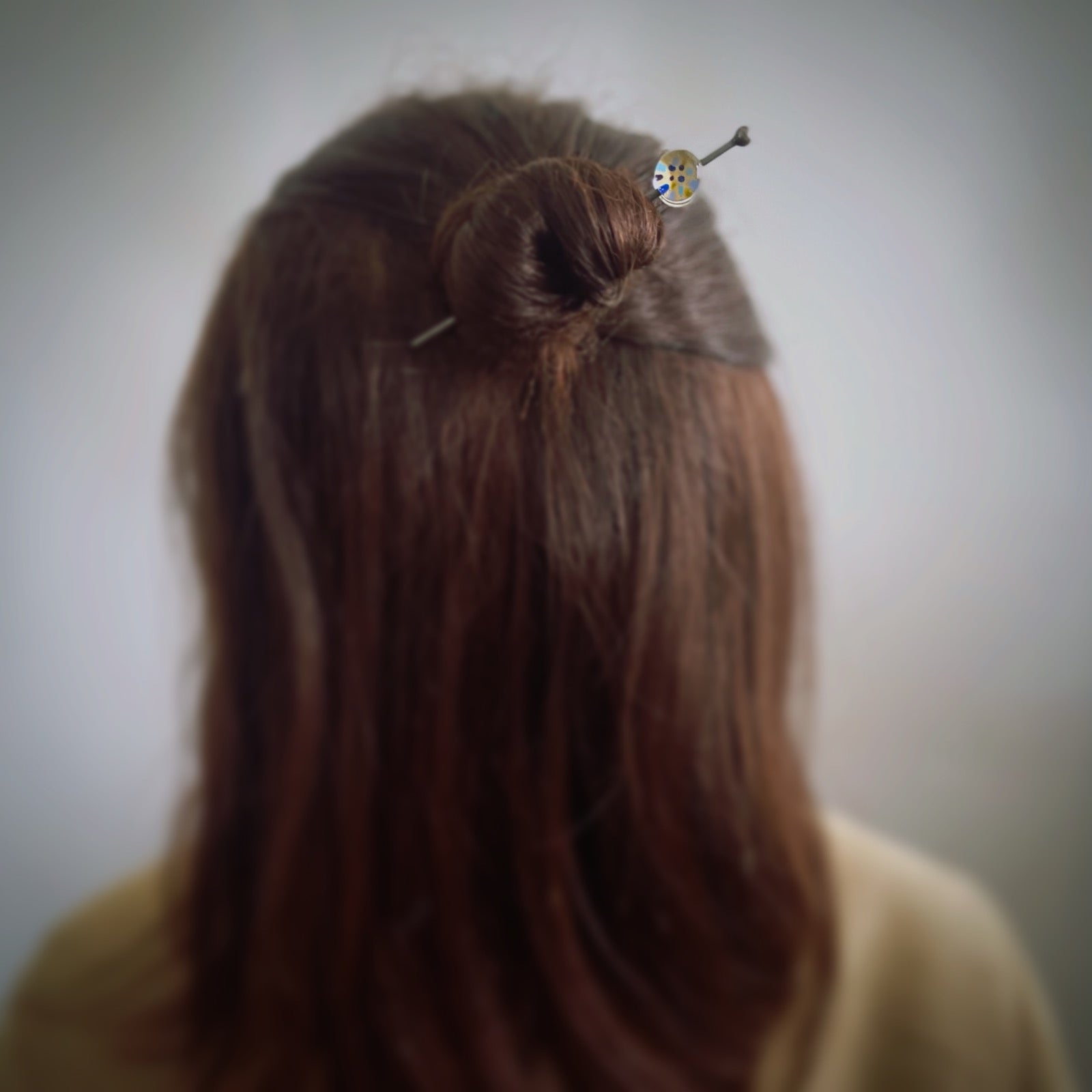 Kanzashi Barrette Blue fabric felt hydrangea TAMARUSAN