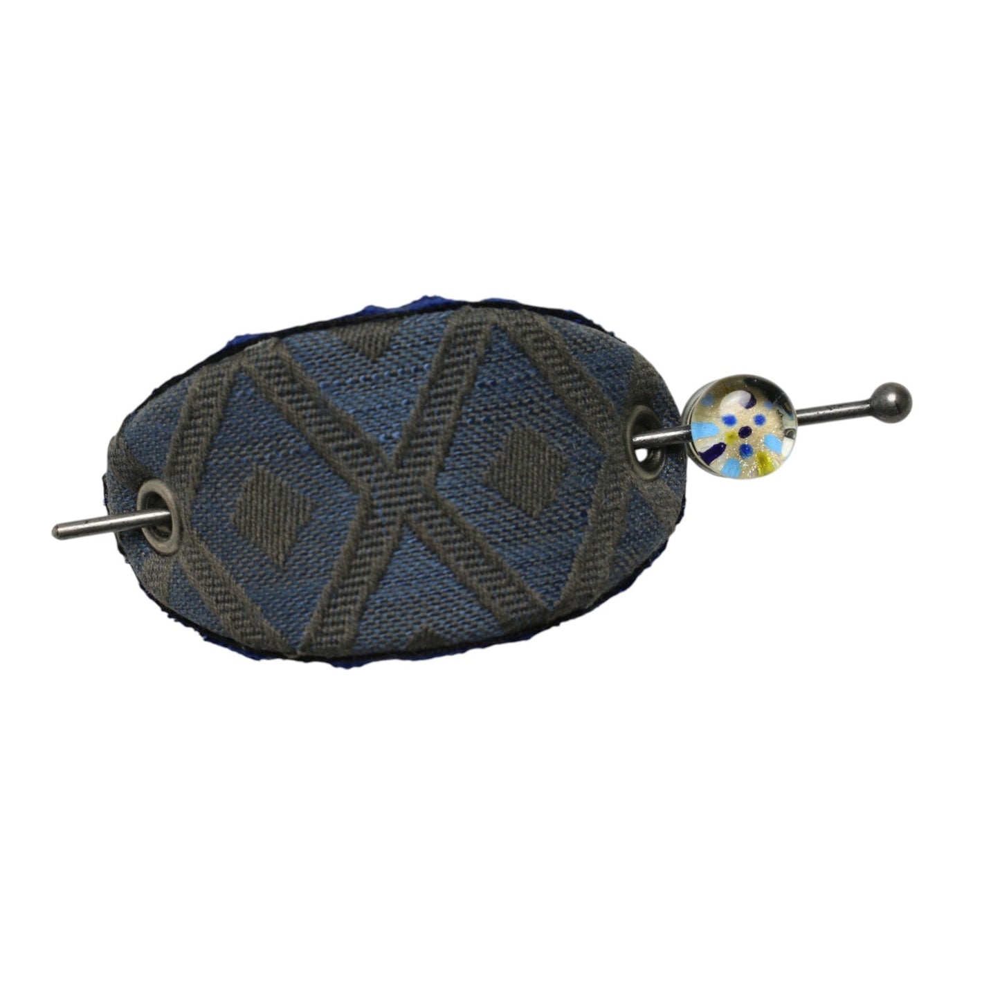 Kanzashi Barrette Blue fabric felt hydrangea TAMARUSAN