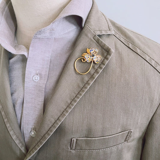 Pin Brooch Glasses Holder Flower Gold Hydrangea TAMARUSAN