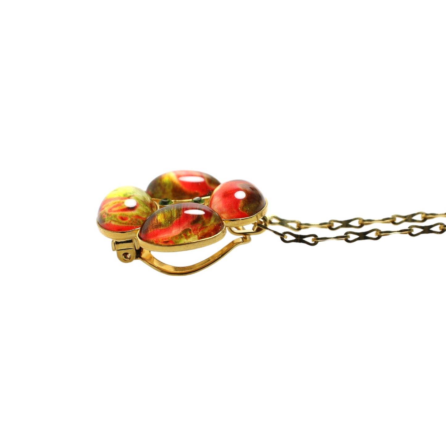 Scarf Clip Necklace Red Gold Chain TAMARUSAN