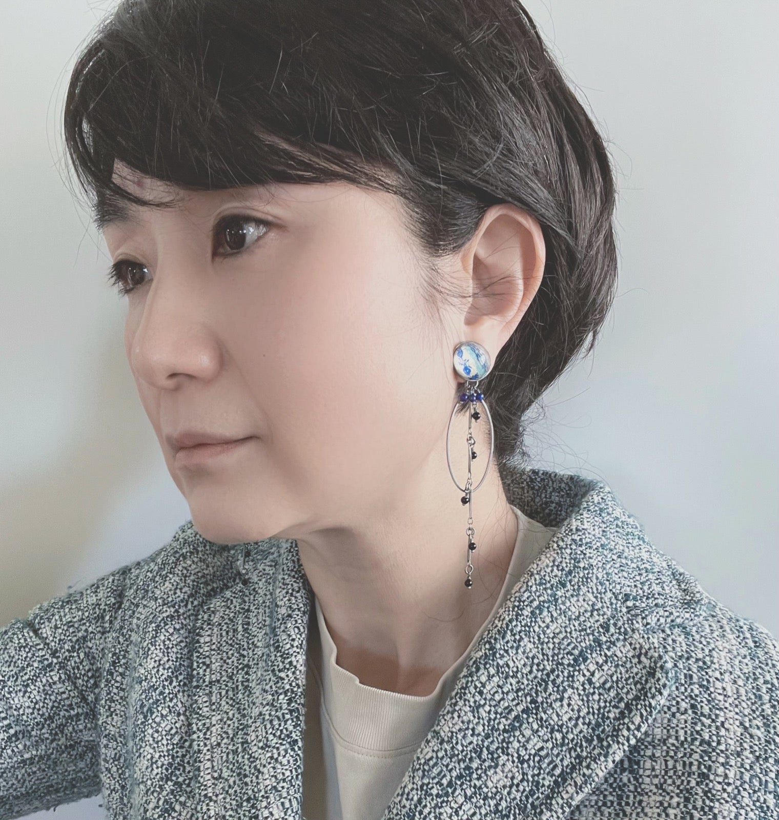 Earrings Blue Hoop Rosewood Lapis Lazuli TAMARUSAN