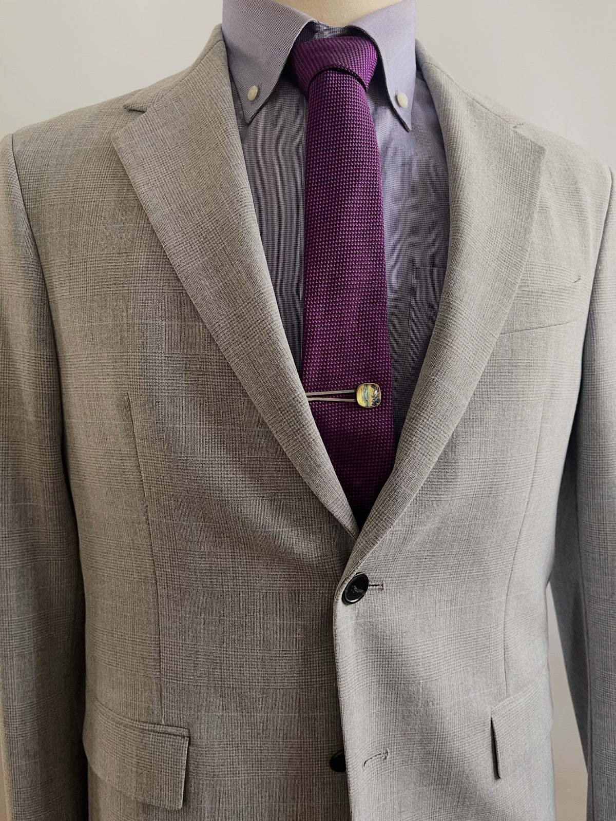 Simple Tie Clip Rose Blue Square TAMARUSAN